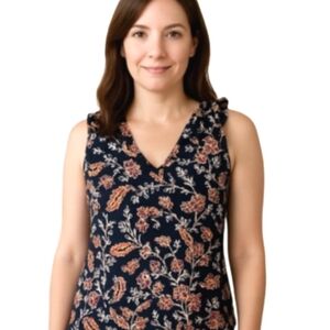 NEW! LOFT FACTORY Sleeveless Floral Paisley Shell Top Small.